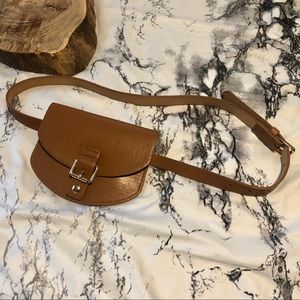 Faux Brown Leather Adjustable Fanny Pack Belt